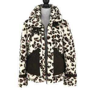 Jonathan Simkhai Coat Jacket Womens Large Full Zip Sherpa Animal Print Mob Wife